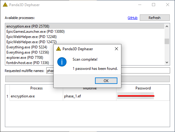 The password is easily found by the PoC tool.
